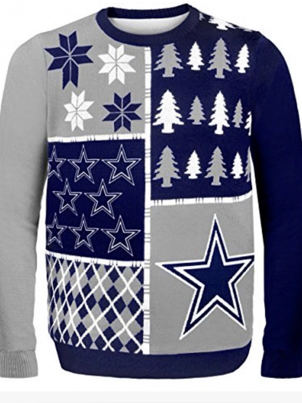 NFL Dallas Cowboys Men's Navy & Gray Graphic Crewneck Sweater
